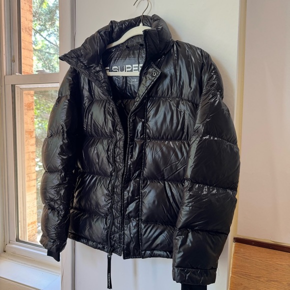Aritzia TNA The Super Puff Puffer Jacket Hi Gloss Shiny Quilted Black 3XS - Picture 5 of 17